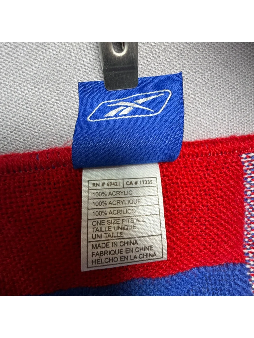 Reebok New York Giants Scarf Knit Red Blue NFL Football Winter One Size